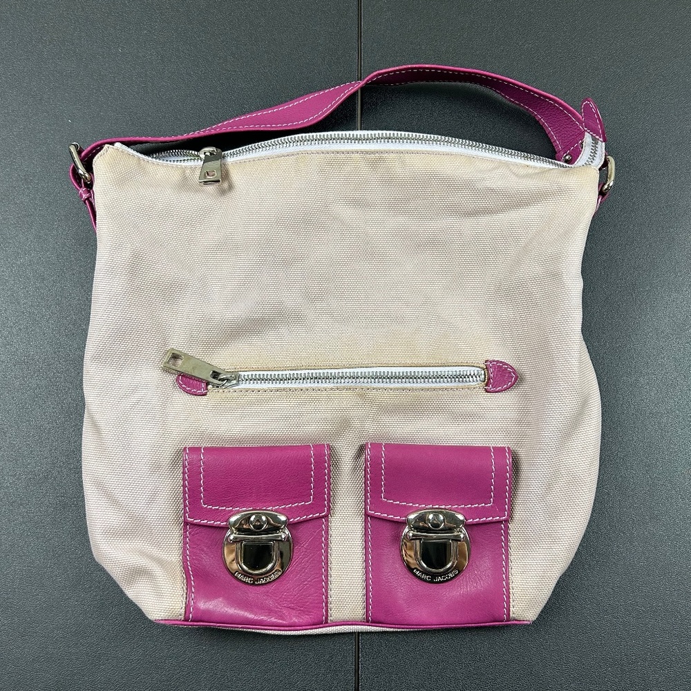 Cream and hot pink Marc Jacobs Purse